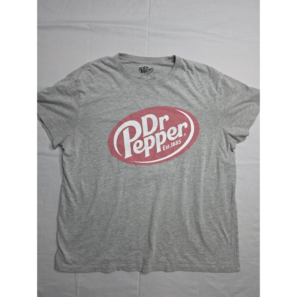 Dr Pepper T-Shirt Women's Large Gray Spellout Graphic Cotton Short Sleeve Casual